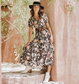 Elan Violetta Botanical Maxi Dress